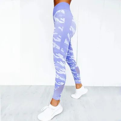 Mesh panel camouflage Yoga suit