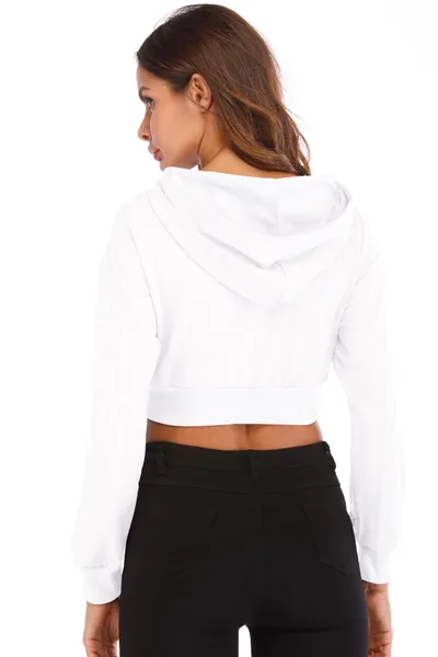 Long sleeve hooded casual loose exposed navel jacket