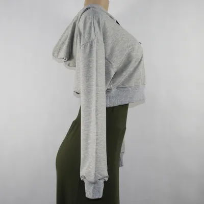 Long sleeve hooded casual loose exposed navel jacket