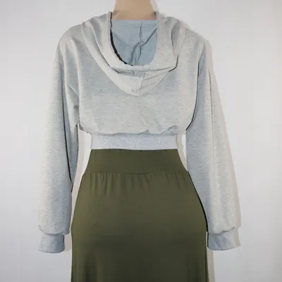 Long sleeve hooded casual loose exposed navel jacket
