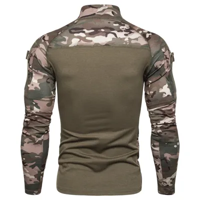 Camouflage panel zipper T-shirt