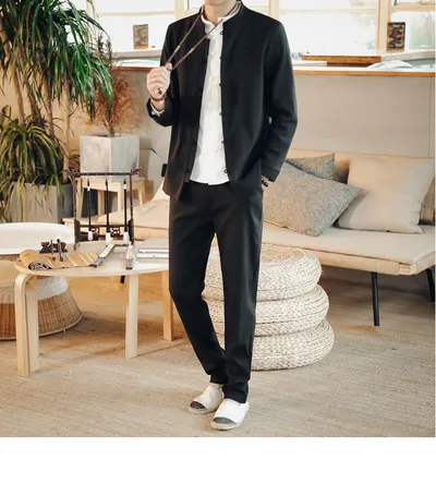 Spring Chinese Style Retro Ethnic Style Suits Men's Suits Spring Stand-up Collar Chinese Tunic