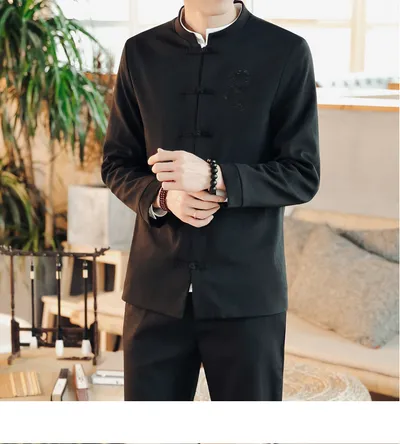 Spring Chinese Style Retro Ethnic Style Suits Men's Suits Spring Stand-up Collar Chinese Tunic