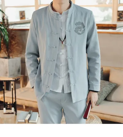Spring Chinese Style Retro Ethnic Style Suits Men's Suits Spring Stand-up Collar Chinese Tunic