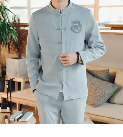 Spring Chinese Style Retro Ethnic Style Suits Men's Suits Spring Stand-up Collar Chinese Tunic