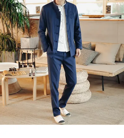 Spring Chinese Style Retro Ethnic Style Suits Men's Suits Spring Stand-up Collar Chinese Tunic