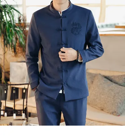 Spring Chinese Style Retro Ethnic Style Suits Men's Suits Spring Stand-up Collar Chinese Tunic