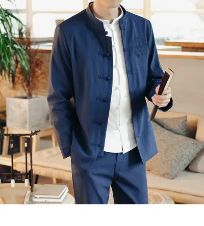 Spring Chinese Style Retro Ethnic Style Suits Men's Suits Spring Stand-up Collar Chinese Tunic