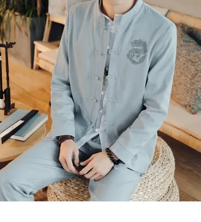Spring Chinese Style Retro Ethnic Style Suits Men's Suits Spring Stand-up Collar Chinese Tunic