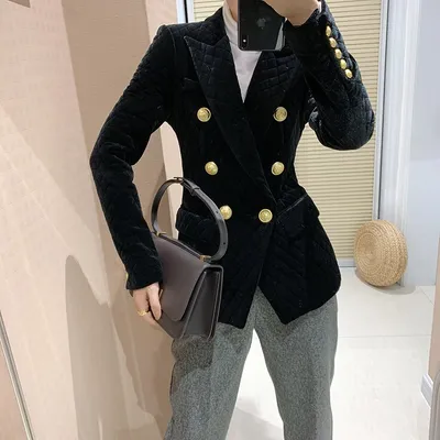 Velvet diamond retro small suit women