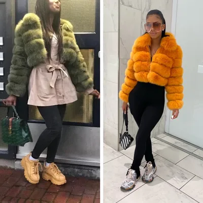 Women's Fur Coat Fox Fur Stitching Short Lapel Long Sleeve Coat