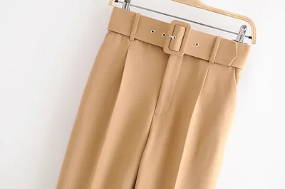 European And American Women's Clothing Plus Color With Belt Pants
