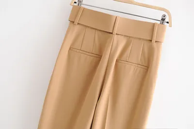 European And American Women's Clothing Plus Color With Belt Pants