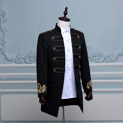 PYJTRL Men Double-breasted England Style Long Slim Fit