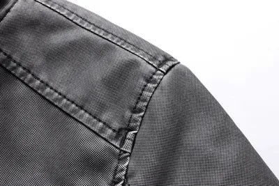 Men's stand collar plus velvet PU leather jacket