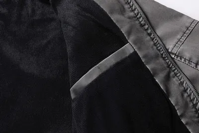 Men's stand collar plus velvet PU leather jacket