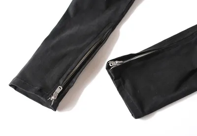 Slim drawstring zipper casual pants men
