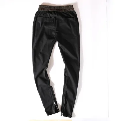 Slim drawstring zipper casual pants men