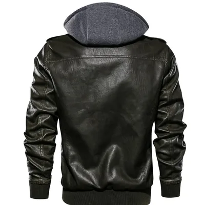 Men's hoodie PU jacket men's fashion motorcycle jacket