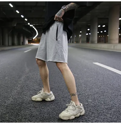 Solid color terry cotton loose shorts