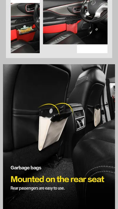 LED Car Trash Can Organizer Garbage Holder Automobiles Storage Bag Accessories Auto Door Seat Back Visor Trash Bin Paper Dustbin