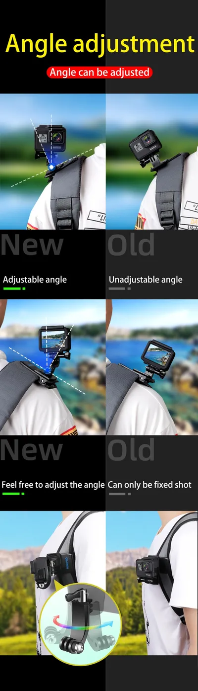 For Go Pro Accessories 360-Degree Rotation Backpack Bag Clip Clamp For Gopro Hero 9 8 7 6 5 4 Xiaomi Yi For Sjcam Sj4000 Phone
