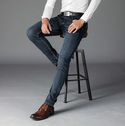 Men's casual Slim small straight tube trousers