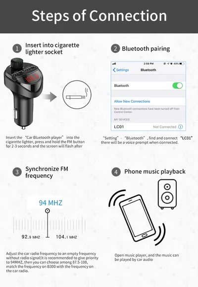 BLUETOOTH FM/AM CAR AUDIO PLAYER