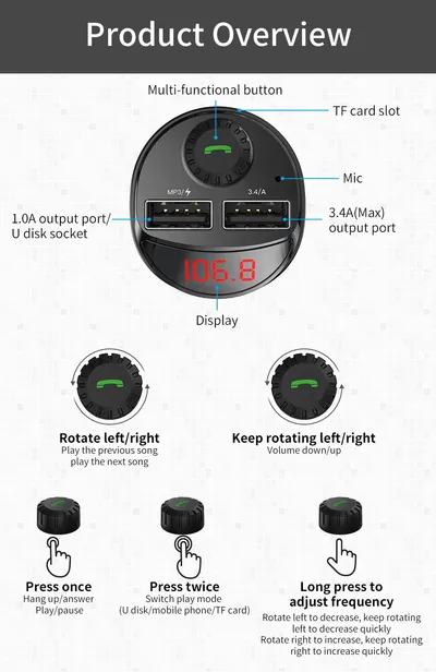 BLUETOOTH FM/AM CAR AUDIO PLAYER