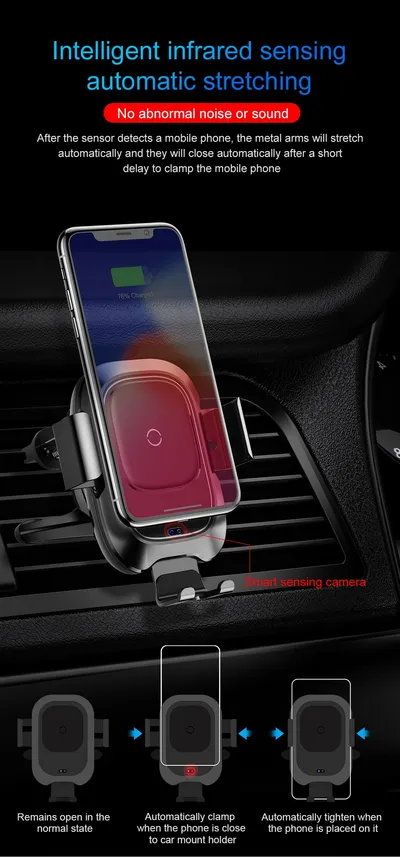 Smart car bracket wireless charging air outlet mobile charging sensor bracket