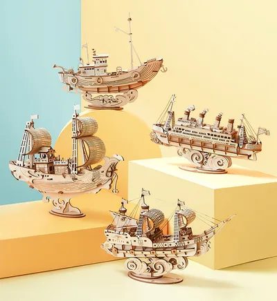Wooden Puzzle Games Boat & Ship Model Toys For Children Kids Girls Birthday Gift