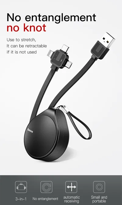 Telescopic data line three-in-one fast charging data line