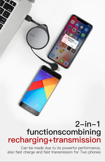 Telescopic data line three-in-one fast charging data line