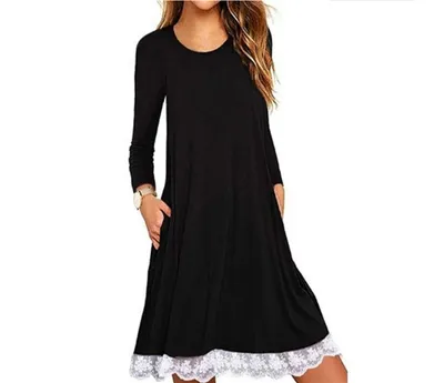 Lace panel round neck short sleeve plus size dress