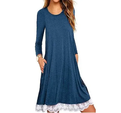 Lace panel round neck short sleeve plus size dress