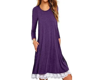 Lace panel round neck short sleeve plus size dress