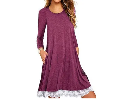 Lace panel round neck short sleeve plus size dress