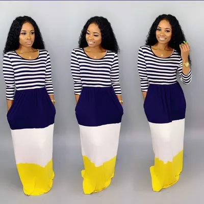 Multi color printed multi panel floor dress