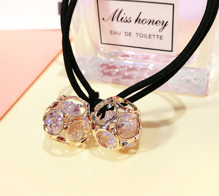 Korean version of hair accessories headdress Dongdaemun new alloy zircon hair ring hollow head rope double ball rubber band hair rope mixed batch