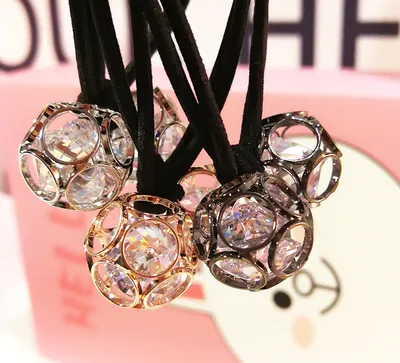 Korean version of hair accessories headdress Dongdaemun new alloy zircon hair ring hollow head rope double ball rubber band hair rope mixed batch
