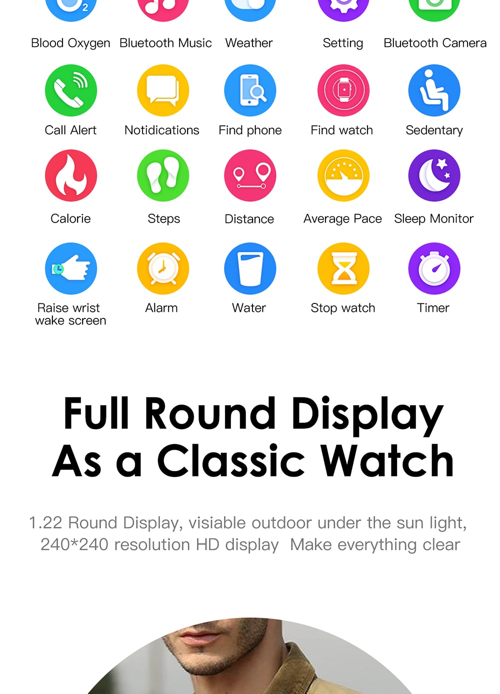 Full screen touch smart bracelet
