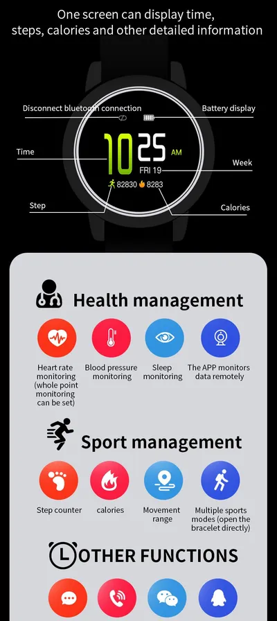 B8 + round screen smart bracelet