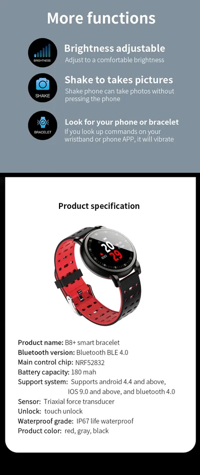 B8 + round screen smart bracelet