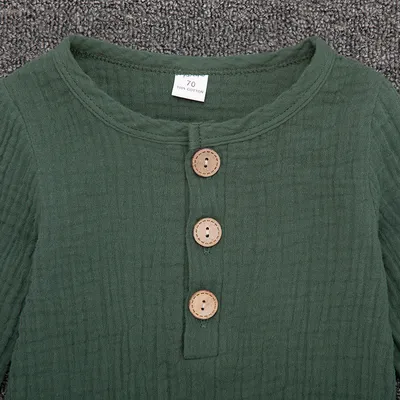 Baby Long-sleeved One-piece Cotton And Linen Romper