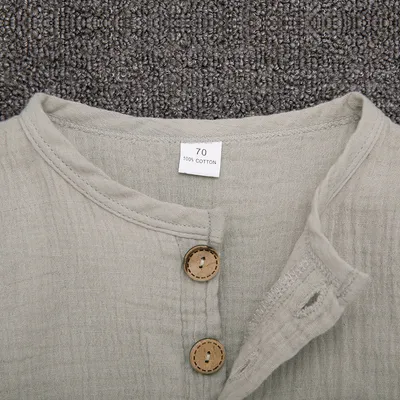 Baby Long-sleeved One-piece Cotton And Linen Romper