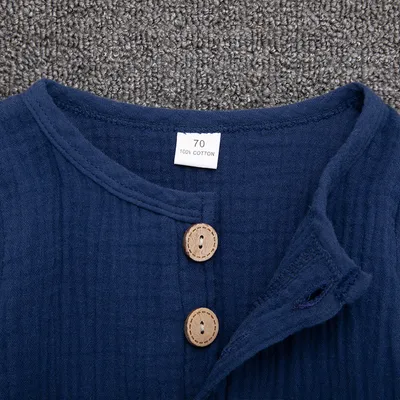 Baby Long-sleeved One-piece Cotton And Linen Romper