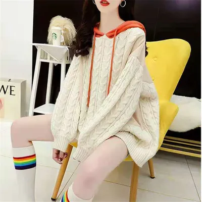Plus Size Women's Stitching Hooded Sweater New Style
