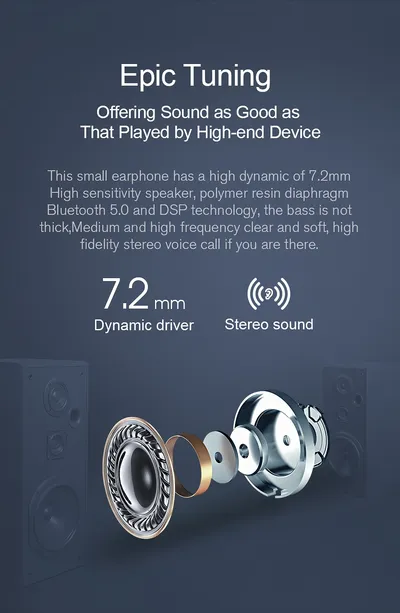 Wireless Bluetooth Headset 5.0 Binaural Stereo In-Ear Motion Waterproof