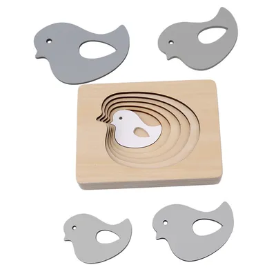 1-2-3 years old children Montessori early childhood educational toys wooden multi-layer three-dimensional puzzle gradient color animal panel