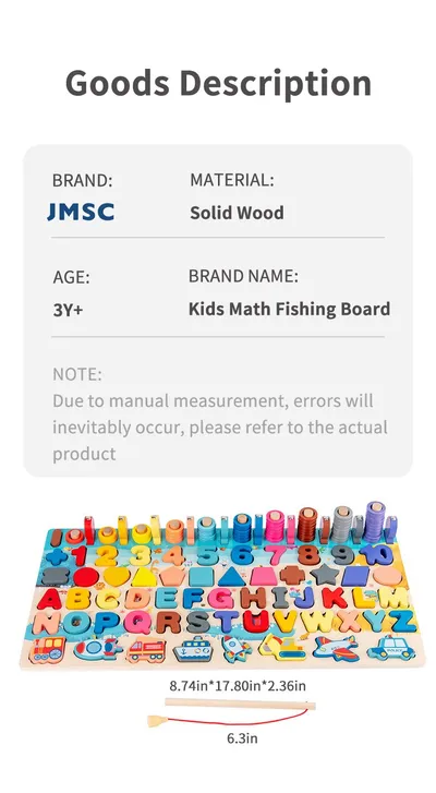 Baby Wooden Montessori Educational Toys Kids Early Learning Shape Color Math Matching Log Board Fishing Puzzle Count Number